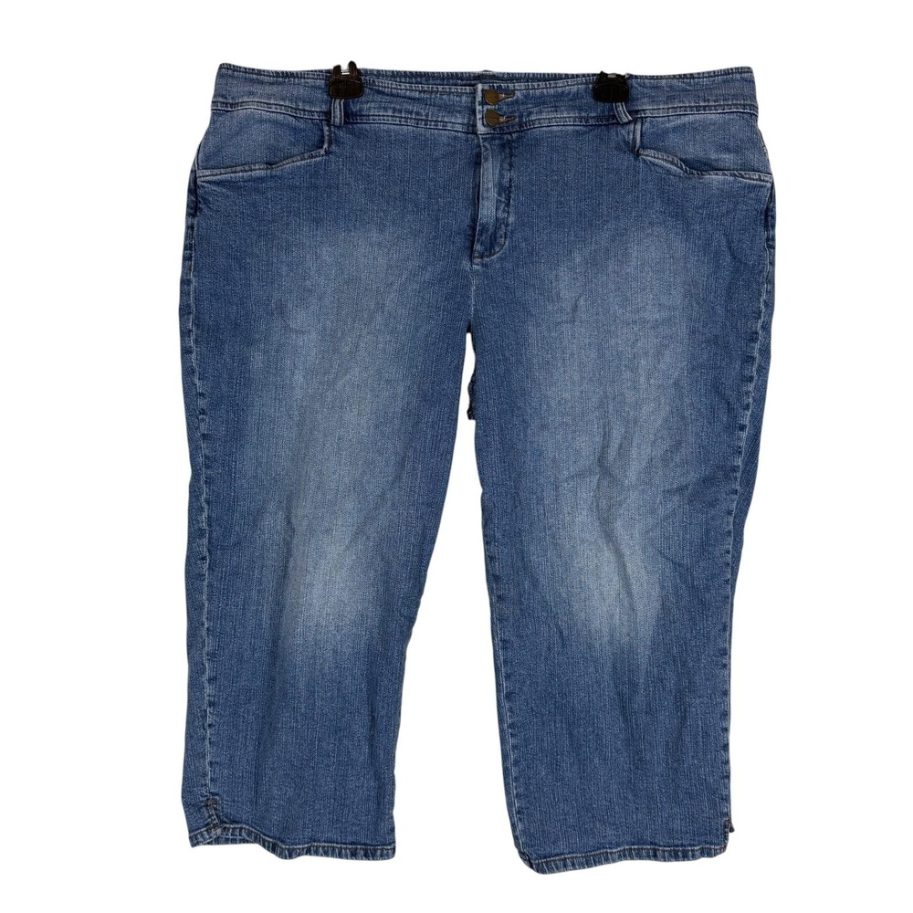 Chaps Capri Jeans Womens 22W Blue Medium Wash High Rise‎ Crop Stretch Denim